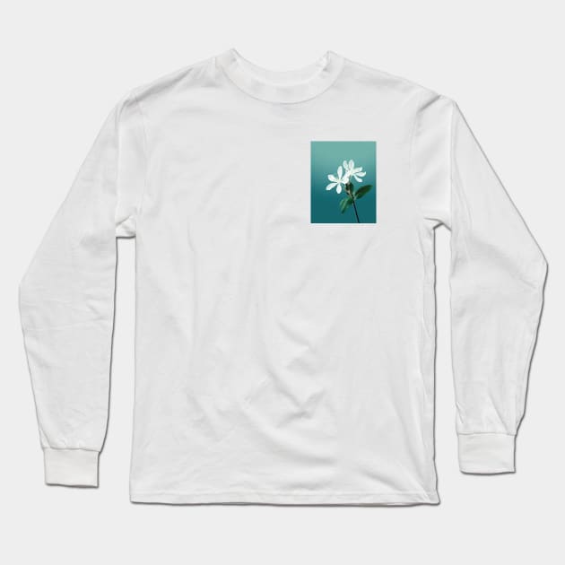 White Jasmine Blossom Art Long Sleeve T-Shirt by 026PrintableArt
